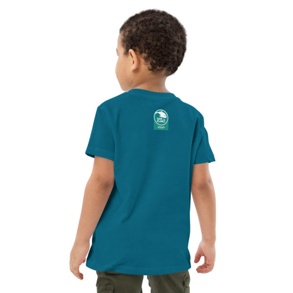 Camiseta Save the Planet niños NO PLASTIC azul agua marina