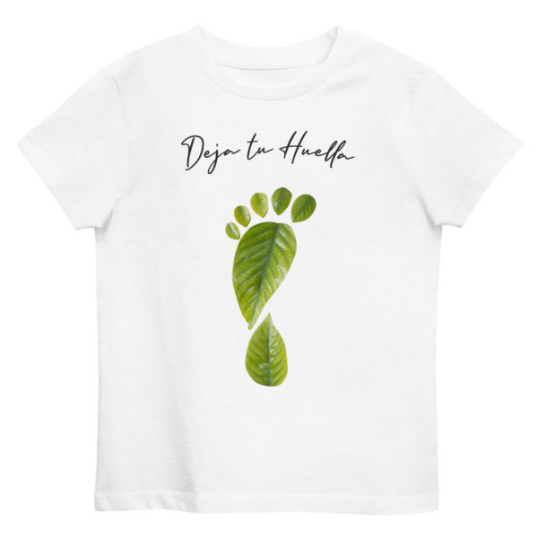 Camiseta Save the Planet niños DEJA tu HUELLA blanca