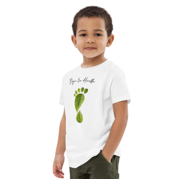Camiseta Save the Planet niños DEJA tu HUELLA blanca